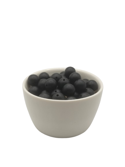 Black Solid Silicone Beads