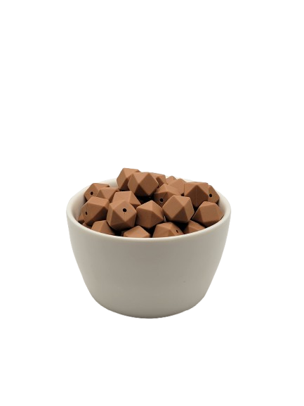 Brown Hexagon Silicone Beads