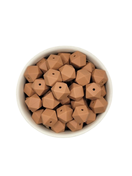 Brown Hexagon Silicone Beads