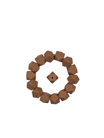 Brown Hexagon Silicone Beads