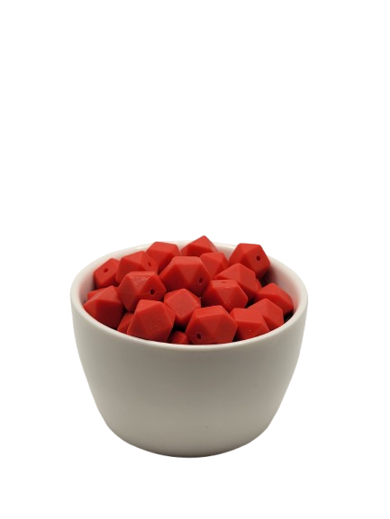 Red Hexagon Silicone Beads