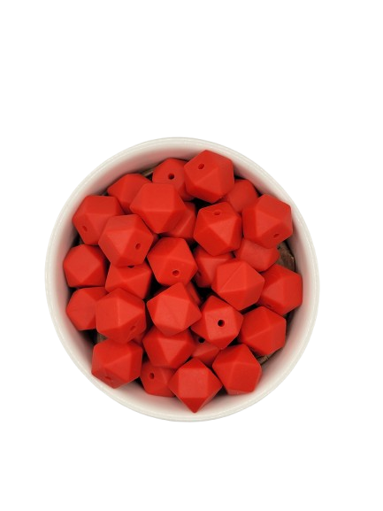 Red Hexagon Silicone Beads