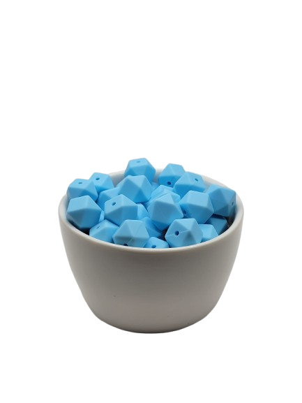 Light Blue Hexagon Silicone Beads