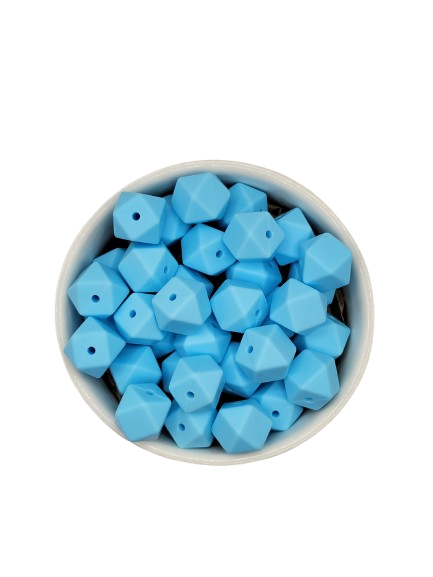 Light Blue Hexagon Silicone Beads