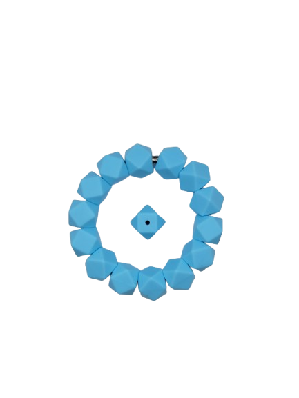 Light Blue Hexagon Silicone Beads
