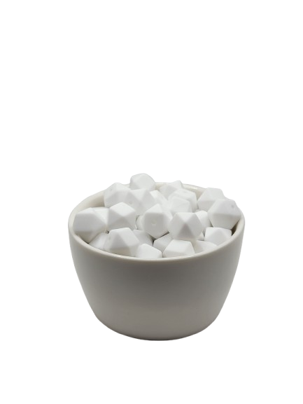 White Hexagon Silicone Beads