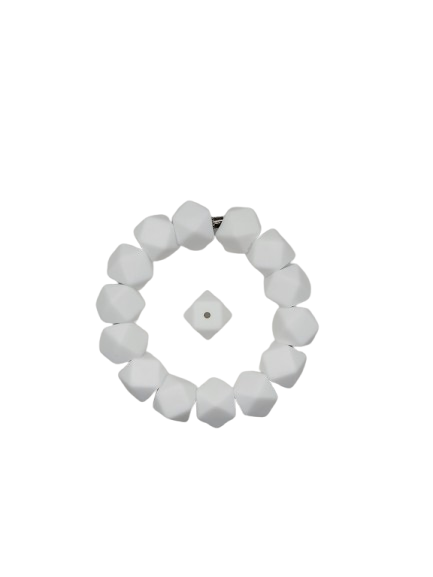 White Hexagon Silicone Beads