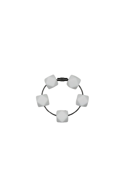 White Hexagon Silicone Beads