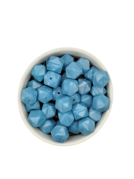 Pearl Blue Hexagon Silicone Beads