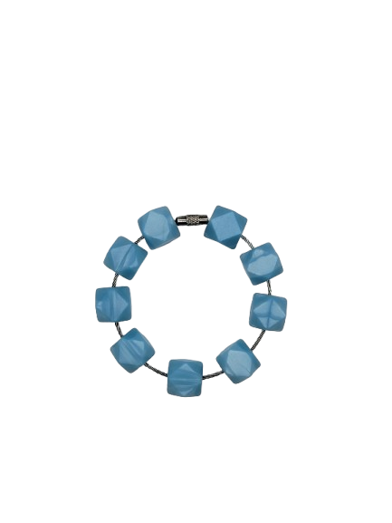 Pearl Blue Hexagon Silicone Beads
