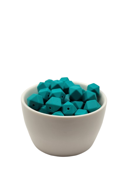 Teal Hexagon Silicone Beads