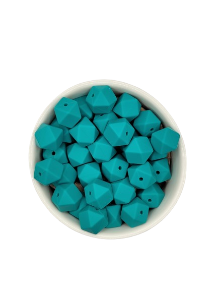 Teal Hexagon Silicone Beads