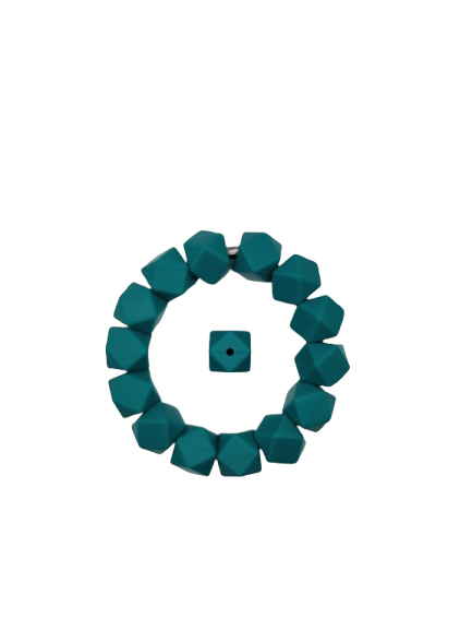 Teal Hexagon Silicone Beads