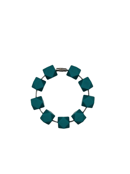 Teal Hexagon Silicone Beads