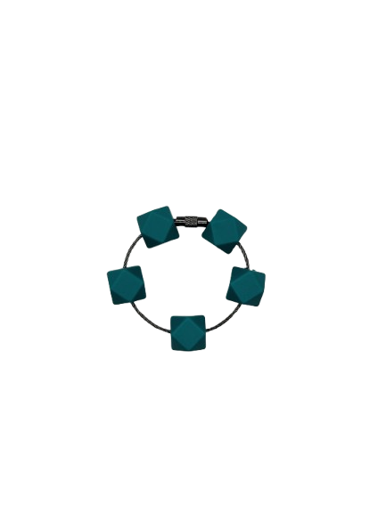 Teal Hexagon Silicone Beads