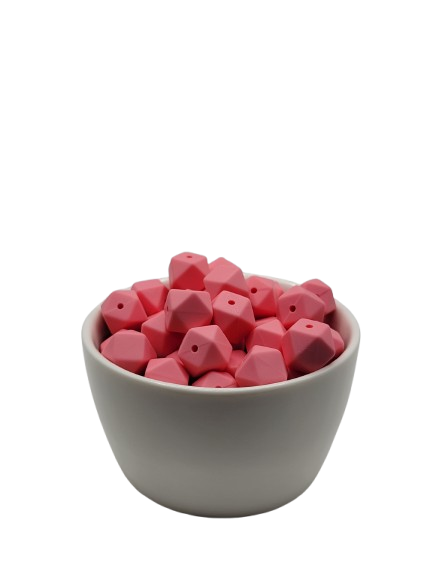 Pink Hexagon Silicone Beads