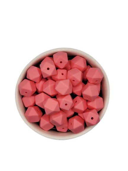 Pink Hexagon Silicone Beads