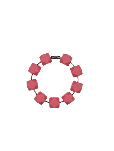 Pink Hexagon Silicone Beads