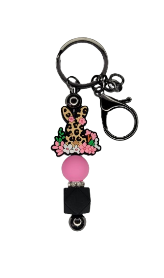 Leopard print bunny keychain
