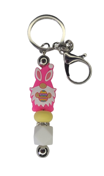 Easter Gnome pink keychain