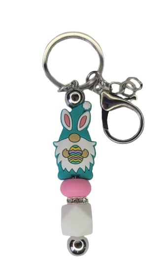Easter Gnome teal keychain