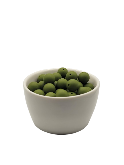 Olive Solid Silicone Beads