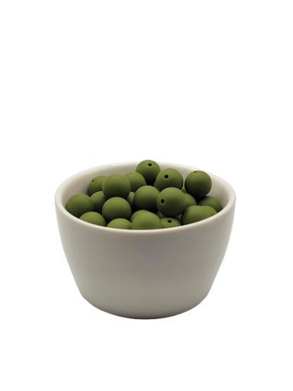 Olive Solid Silicone Beads