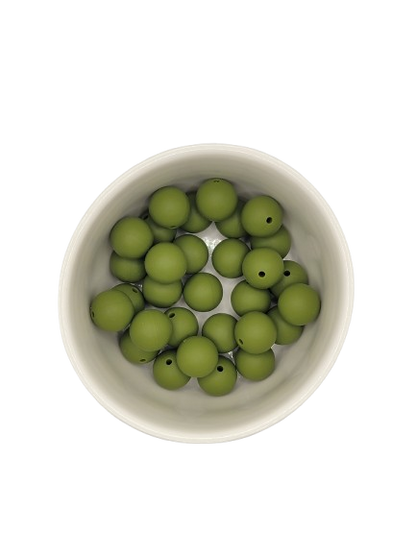 Olive Solid Silicone Beads