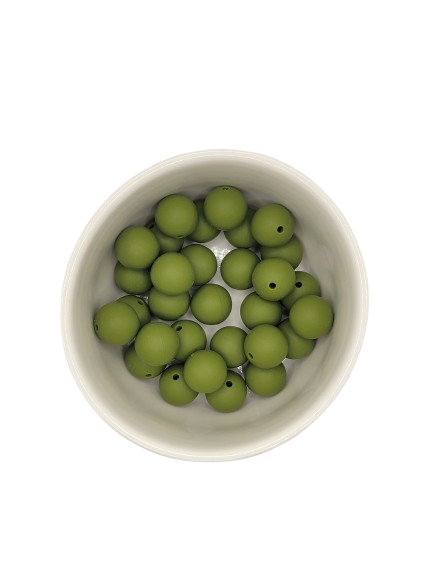 Olive Solid Silicone Beads