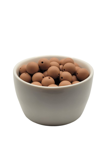 Camel Brown Solid Silicone Beads