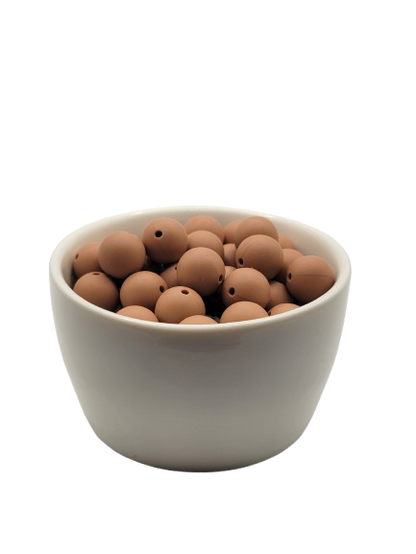 Camel Brown Solid Silicone Beads