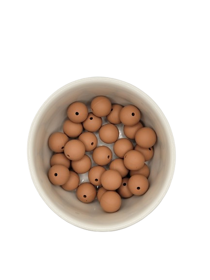 Camel Brown Solid Silicone Beads