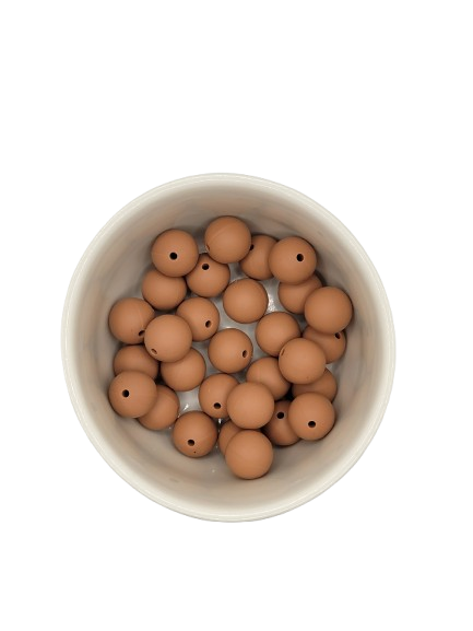 Camel Brown Solid Silicone Beads