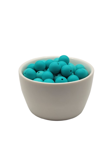 Teal Solid Silicone Beads