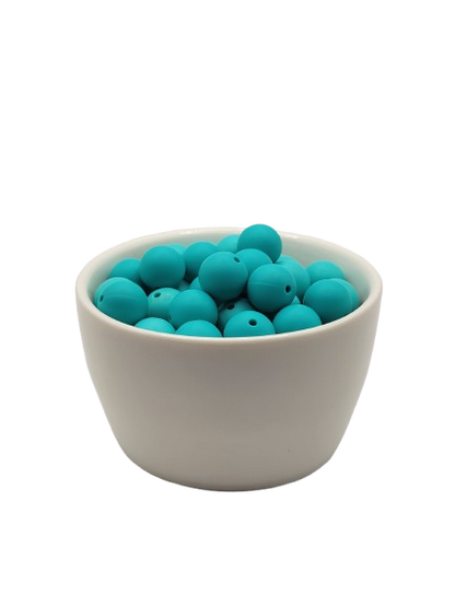 Teal Solid Silicone Beads