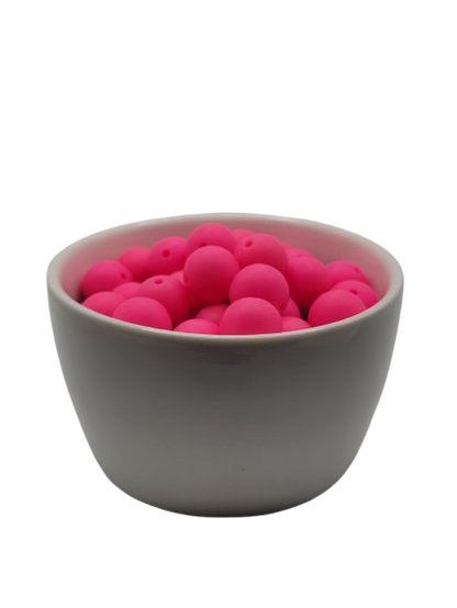 Hot Pink Solid Silicone Beads