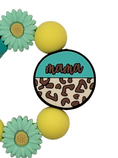 Teal Leopard Print Mama Cup Charm
