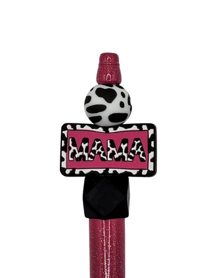 Pink Cow Print Mama Pen