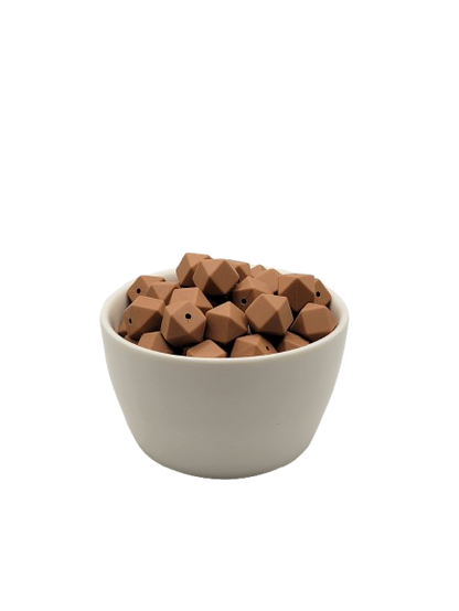 Brown Hexagon Silicone Beads