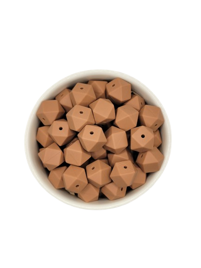 Brown Hexagon Silicone Beads