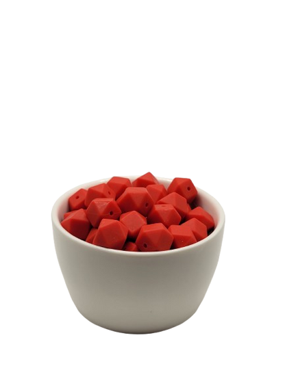 Red Hexagon Silicone Beads