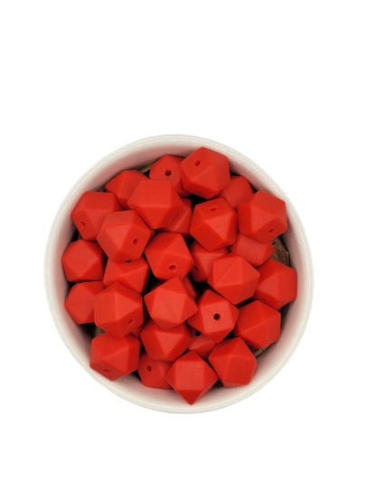 Red Hexagon Silicone Beads