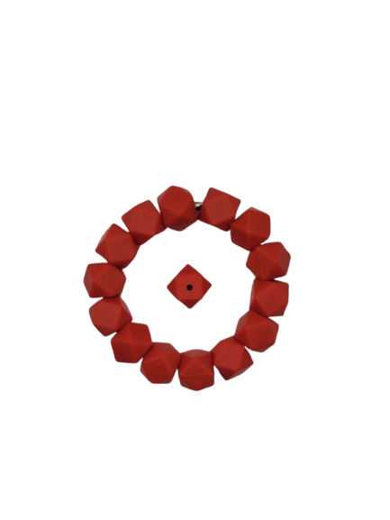 Red Hexagon Silicone Beads