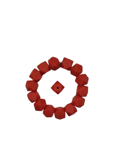 Red Hexagon Silicone Beads