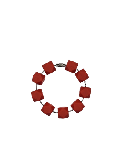 Red Hexagon Silicone Beads