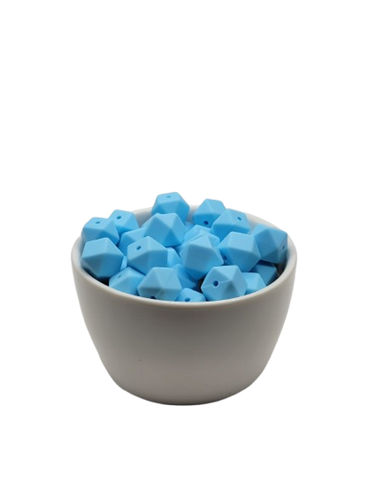 Light Blue Hexagon Silicone Beads