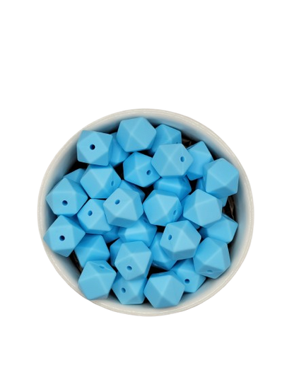 Light Blue Hexagon Silicone Beads