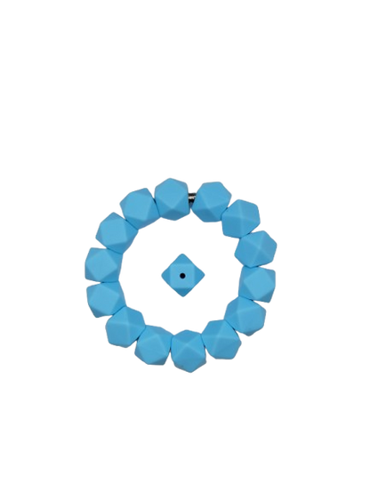 Light Blue Hexagon Silicone Beads