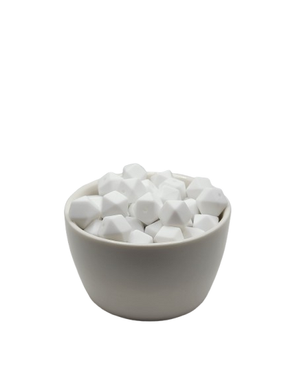 White Hexagon Silicone Beads
