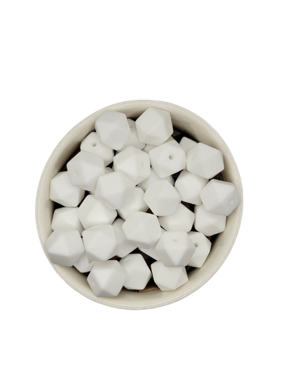 White Hexagon Silicone Beads